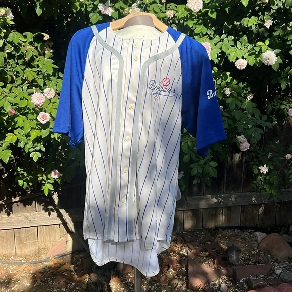 NWT Cooperstown Collection Dodgers Button Down Jersey Size L. - Picture 14 of 17